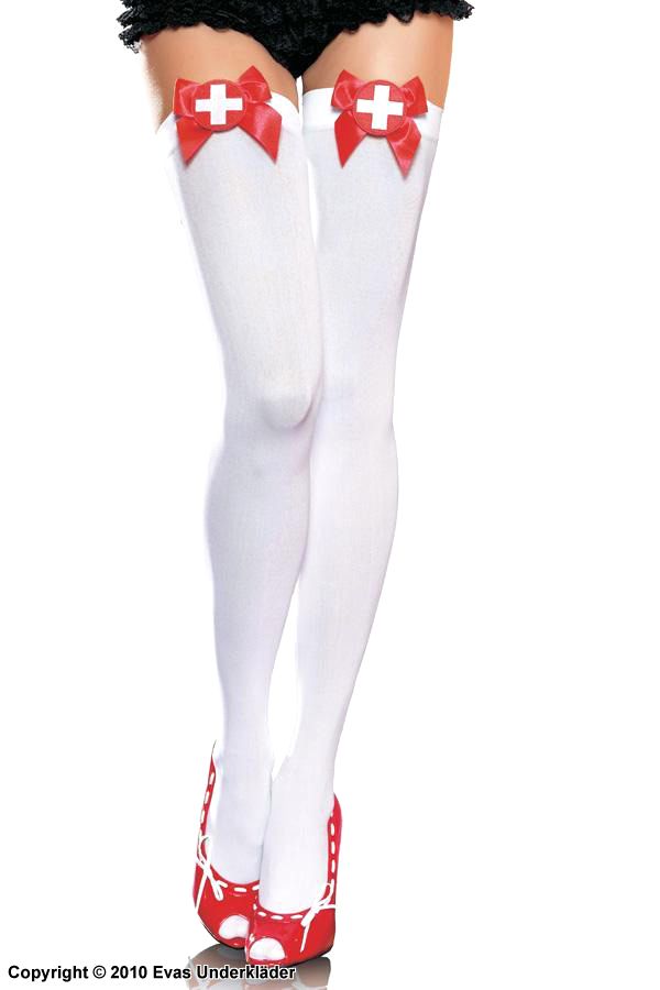 Sjuksköterska, maskerad-stockings med rosett